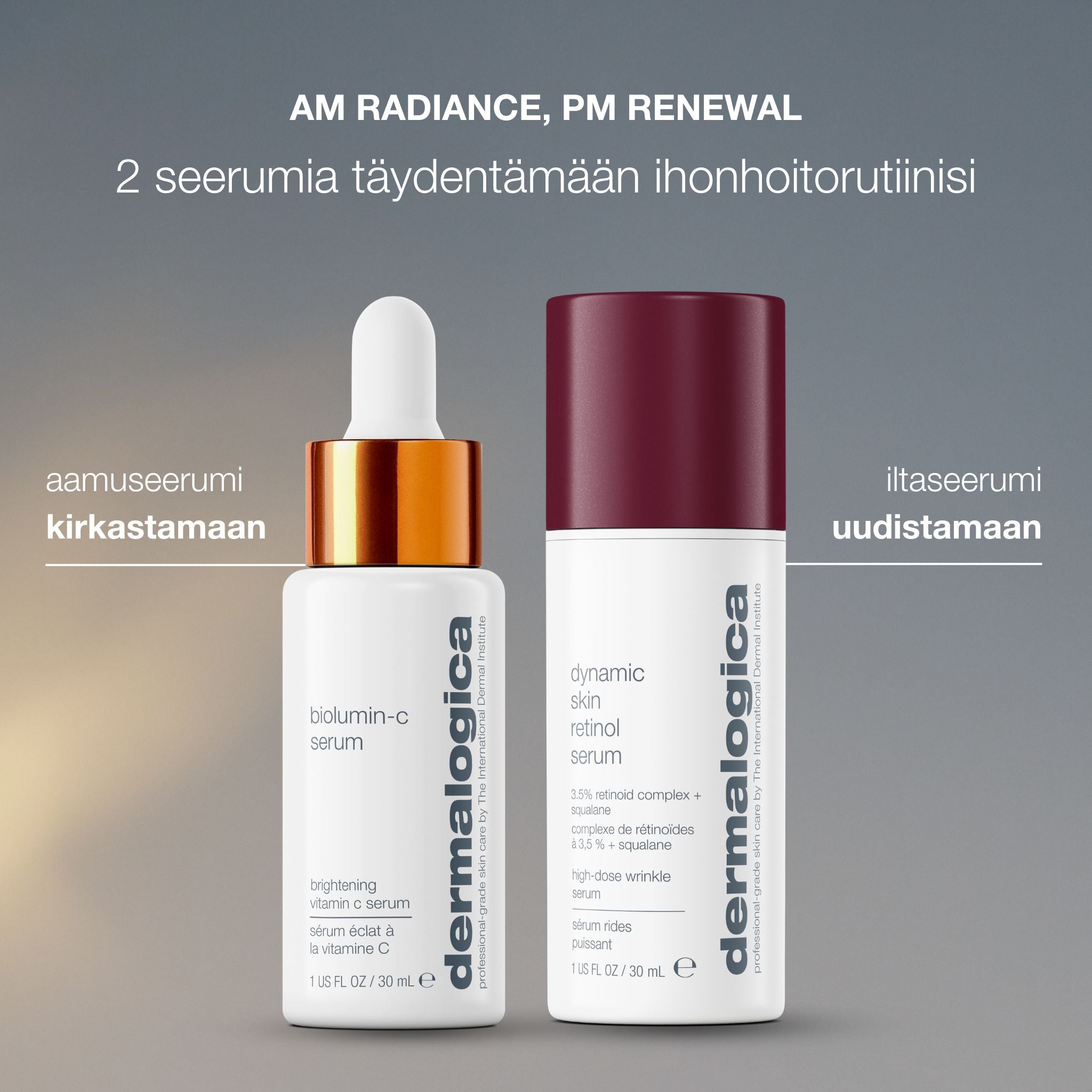 AM Radiance + PM Renewal (C - vitamiini - + retinoliseerumi) - ihonhoitosetti - Dermalogica Suomi