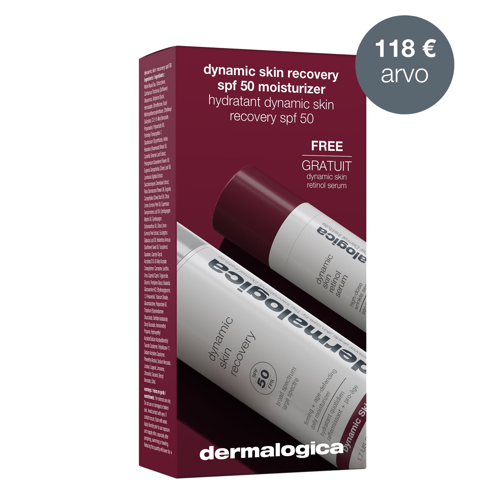 Dynamic Skin Recovery SPF50 + ilmainen Dynamic Skin Retinol Serum matkakoko - Dermalogica Suomi